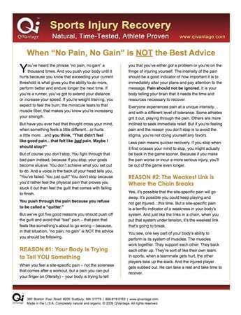 No Pain No Gain is NOT the Best Advice For Injured Athletes